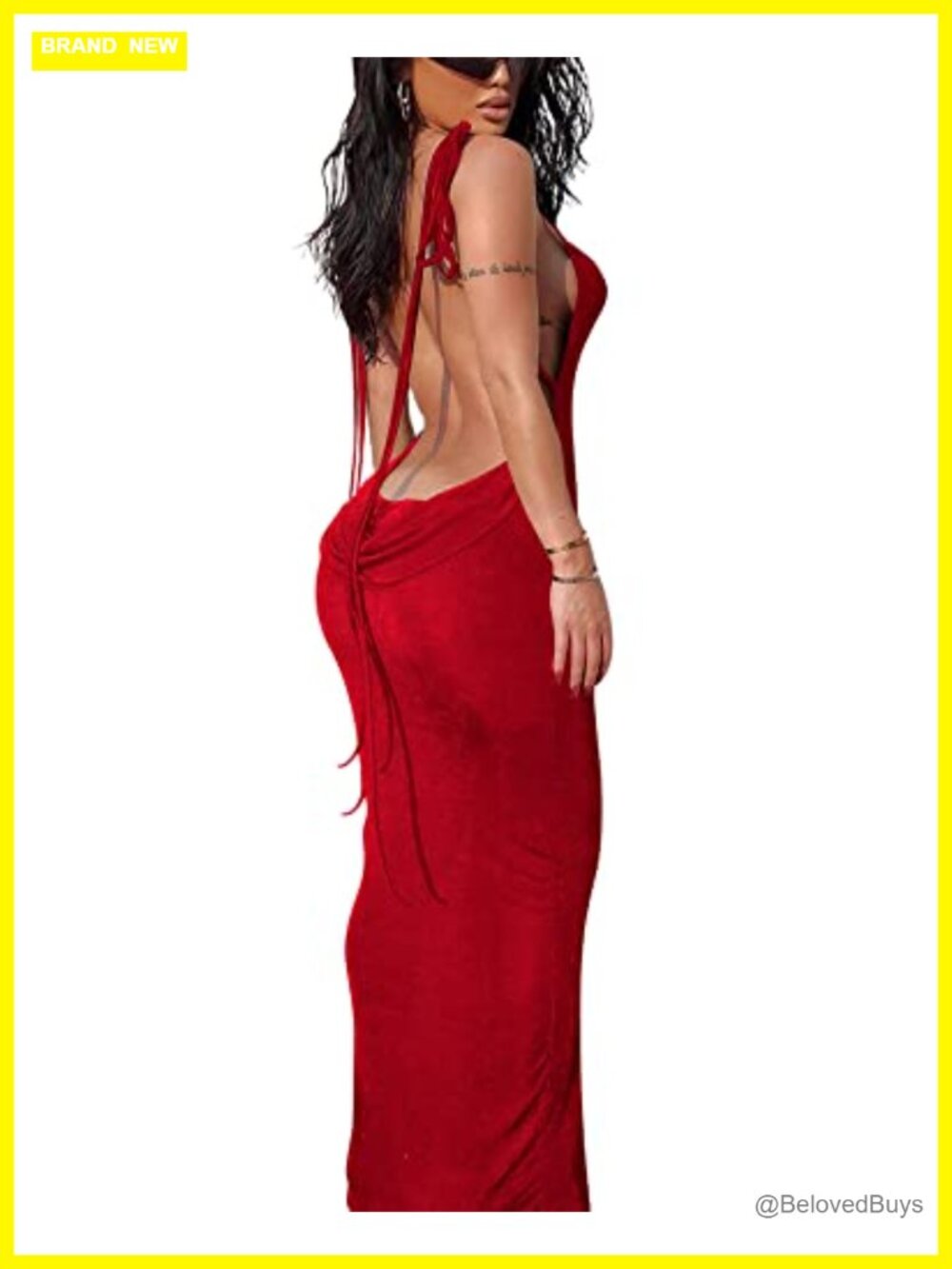 Backless Halter Cowl Neck Bodycon Maxi Dress Sleeveless Club Night Out